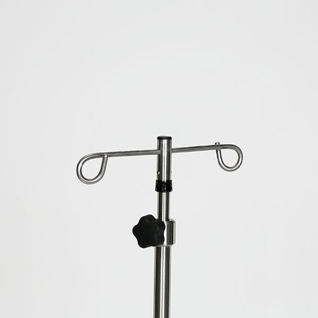 Midcentral Medical SS IV Pole W/2 Hook Top, No Lose Thumb Knob, 5-Leg Base W/2” Casters MCM210